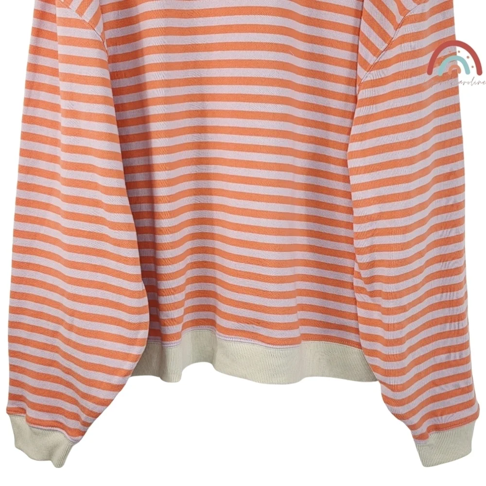 New! FP We The Free Classic Striped Oversized Crewneck in Orchid Combo